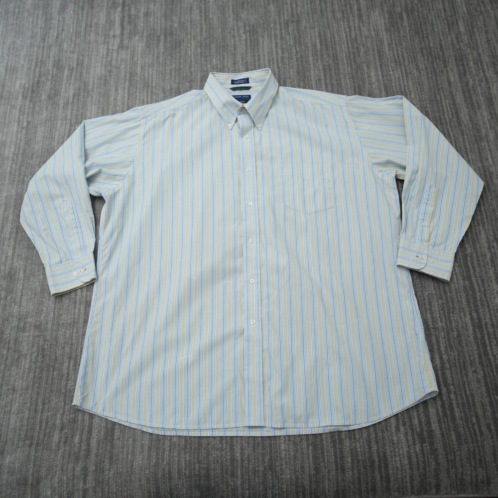 Alexander Julian Classics‎ Shirt Men Button Down Blue Yellow 18 34/35